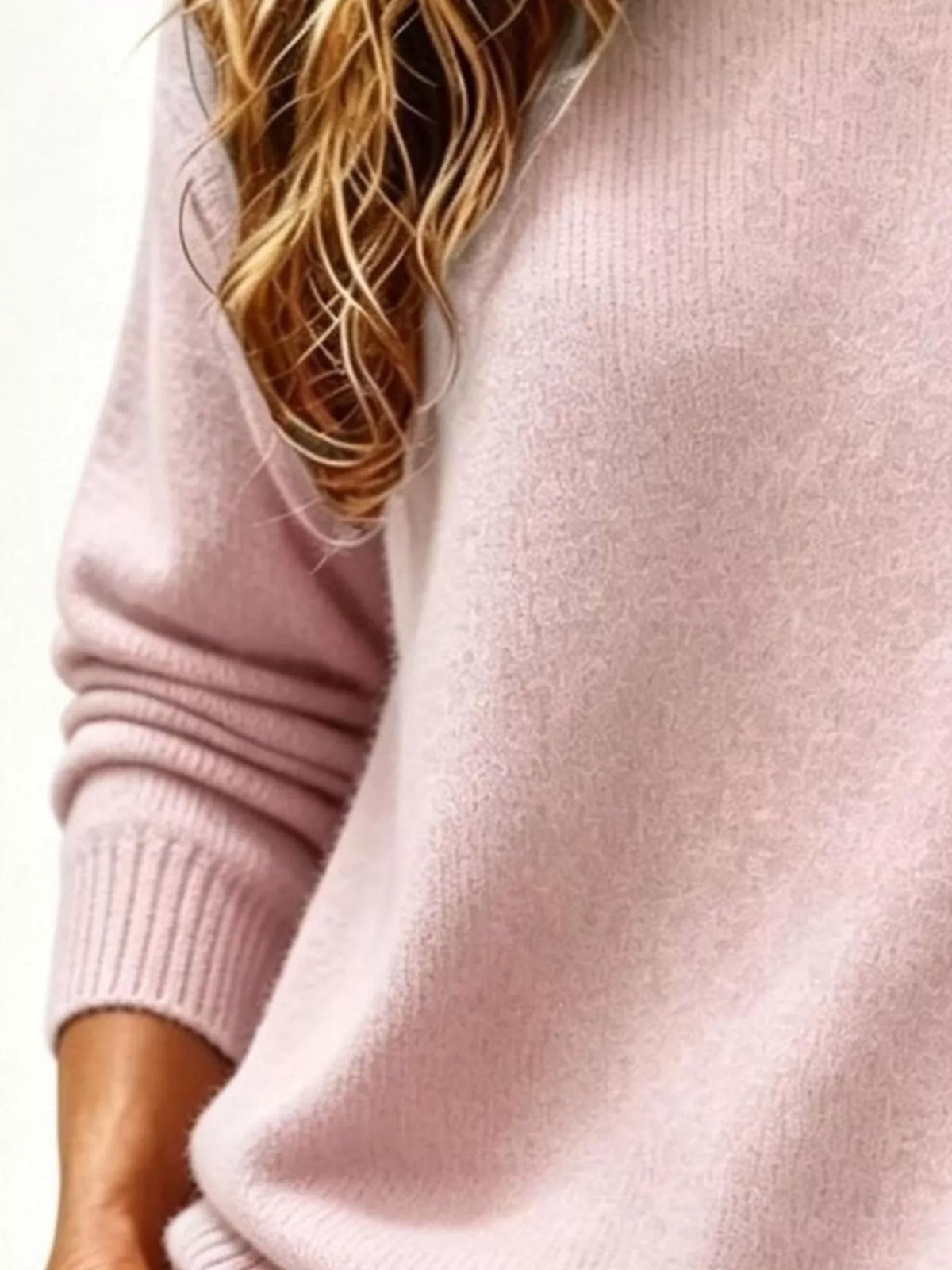 Full Size Round Neck Dropped Shoulder Sweater Plus Size