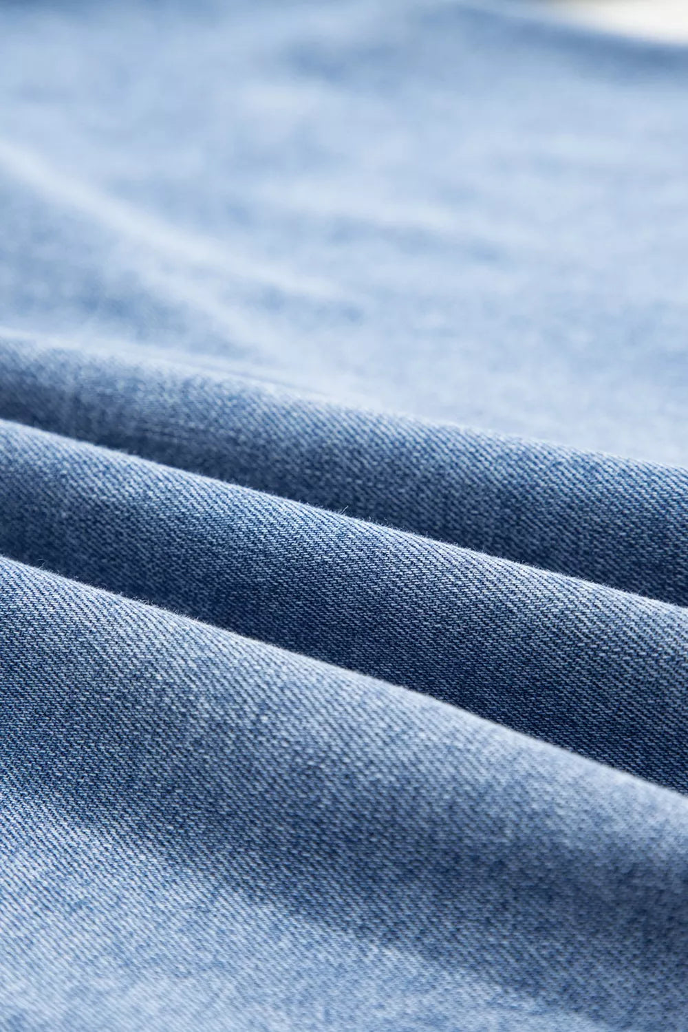 Puff Half Sleeve Collared Denim Shirt