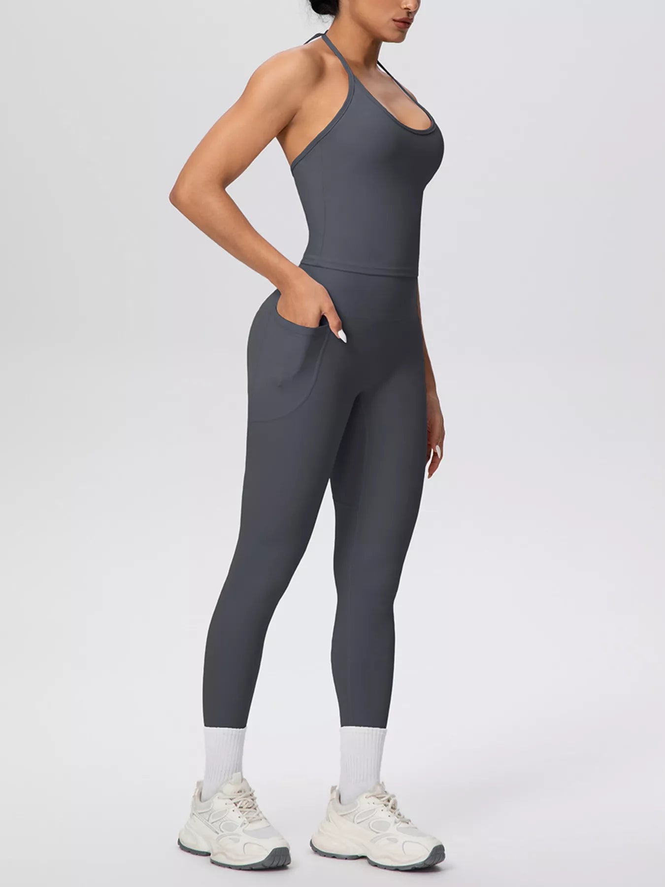Halter Neck Cami and High-Waisted Leggings Active Set