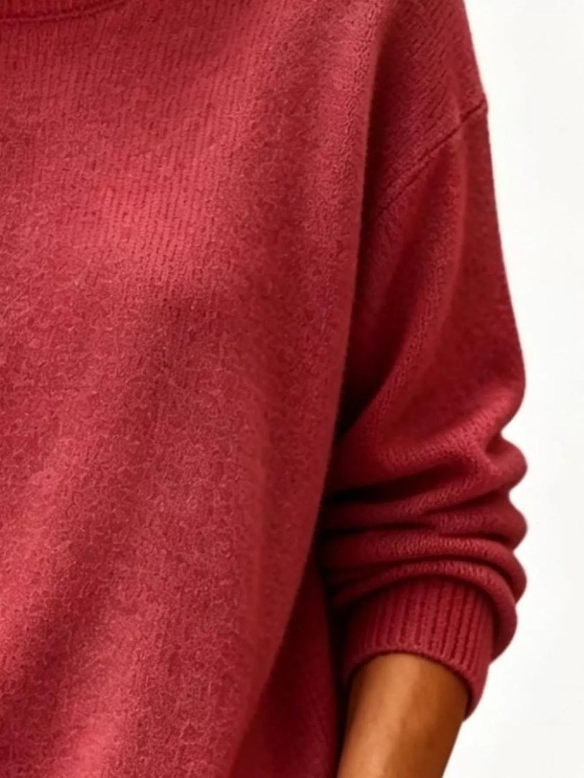 Full Size Round Neck Dropped Shoulder Sweater Plus Size