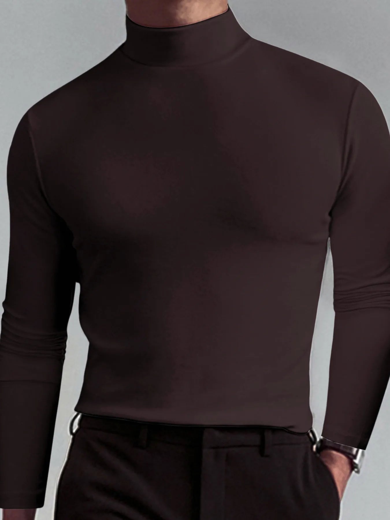 Men's Full Size Turtleneck Long Sleeve T-Shirt Plus Size