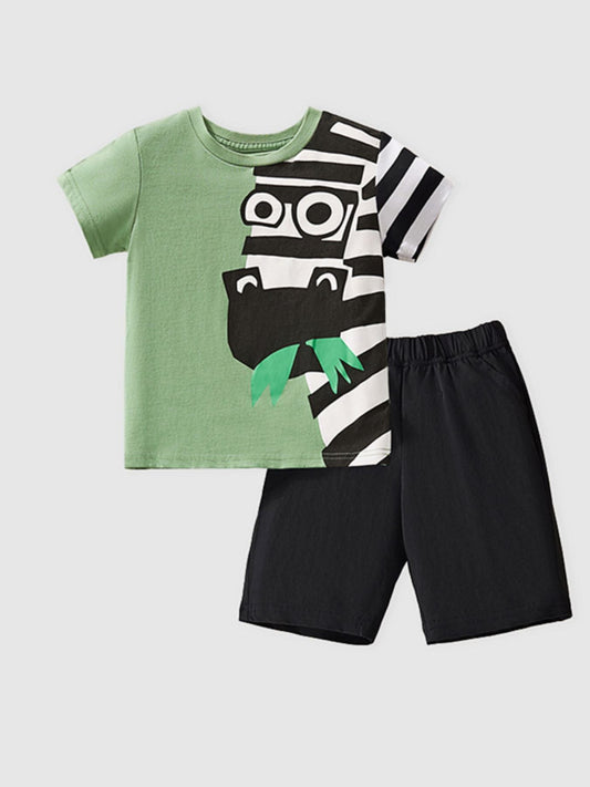 Children's Zebra Print Short Sleeve Tee and Shorts Set