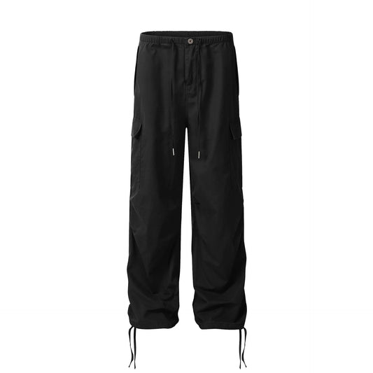 Men's Casual Drawstring Cargo Pants with Multiple Pockets