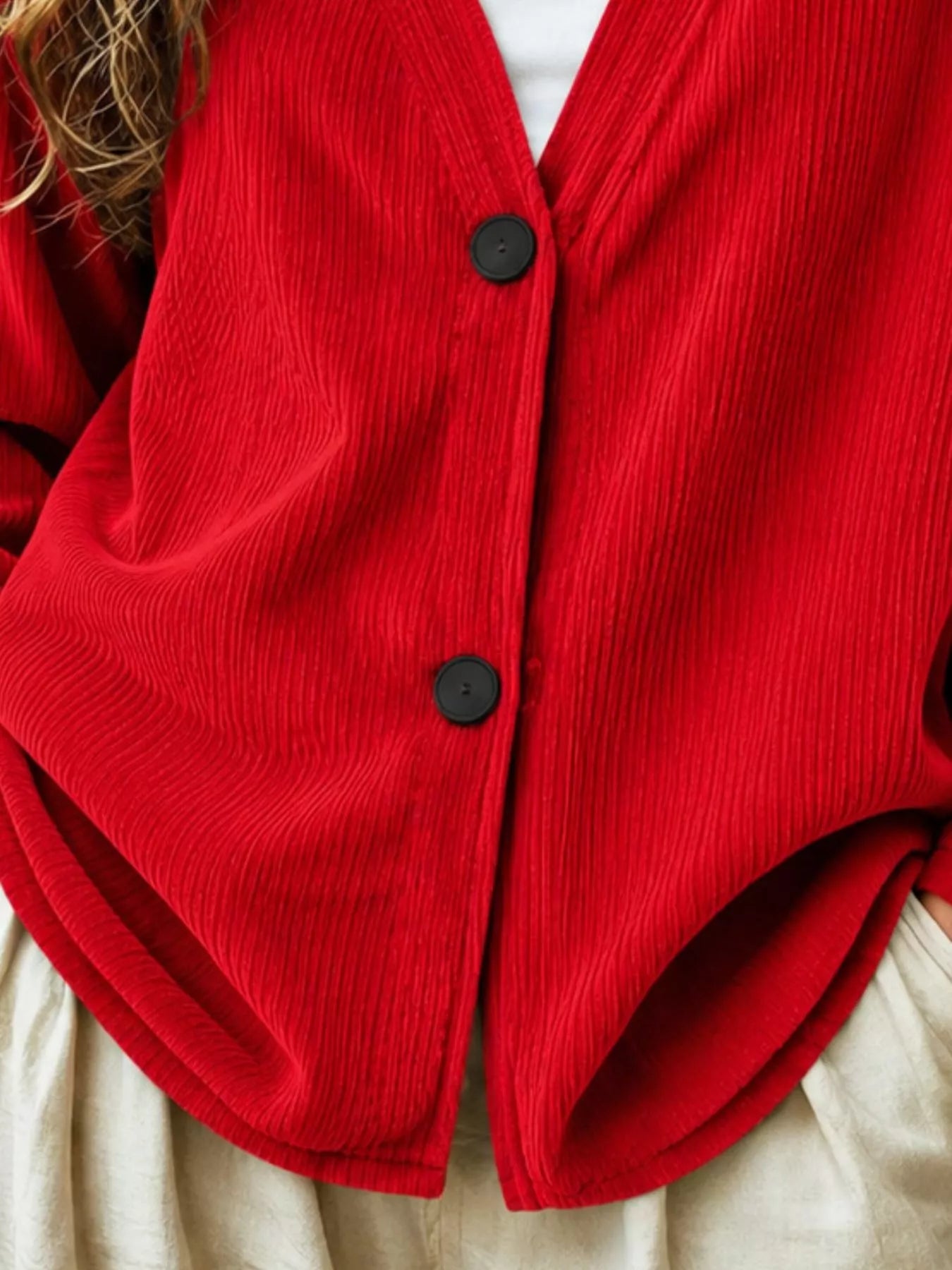 Casual Corduroy Button-Up Cardigan