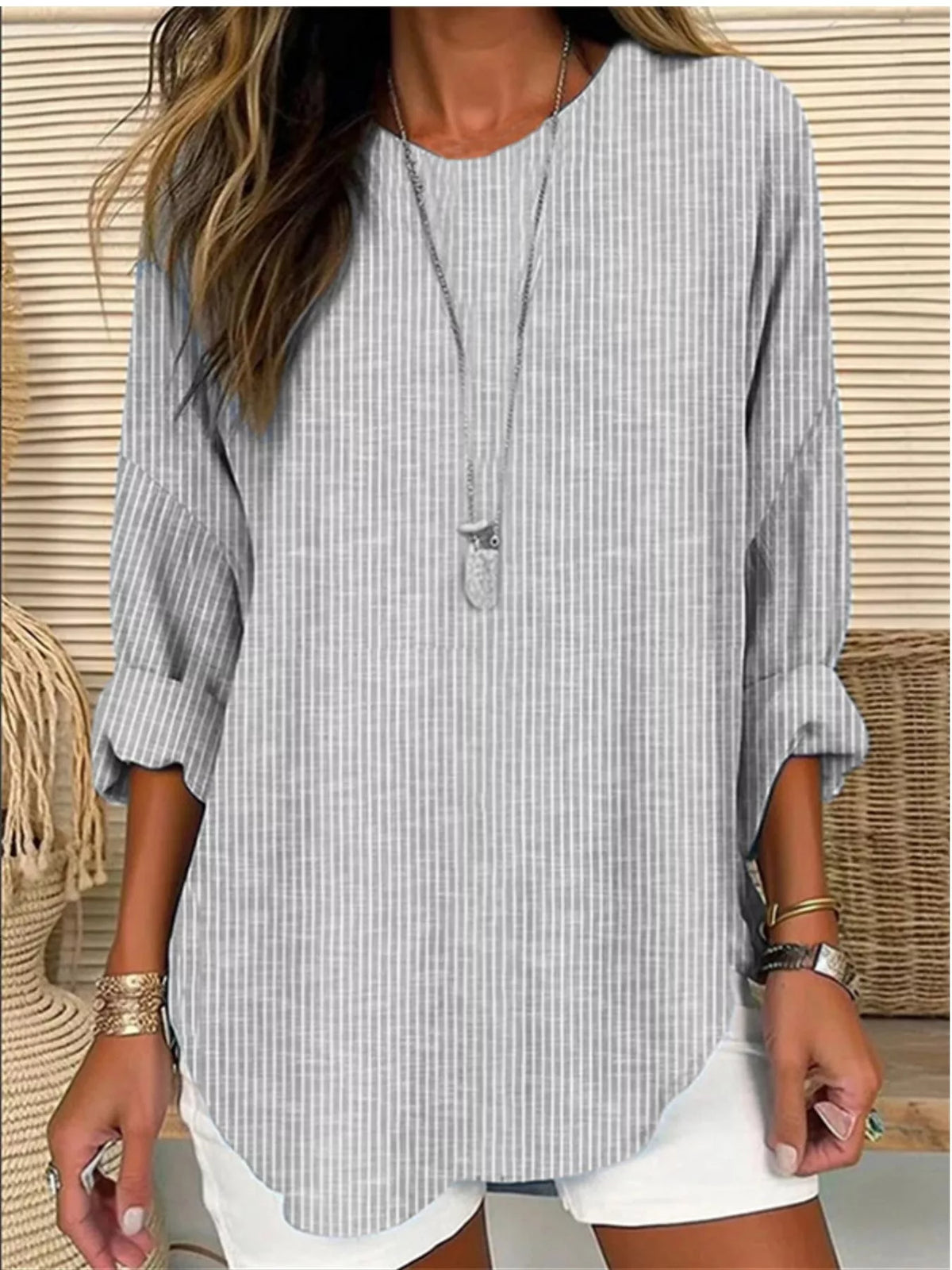 Casual Striped Long Sleeve Blouse