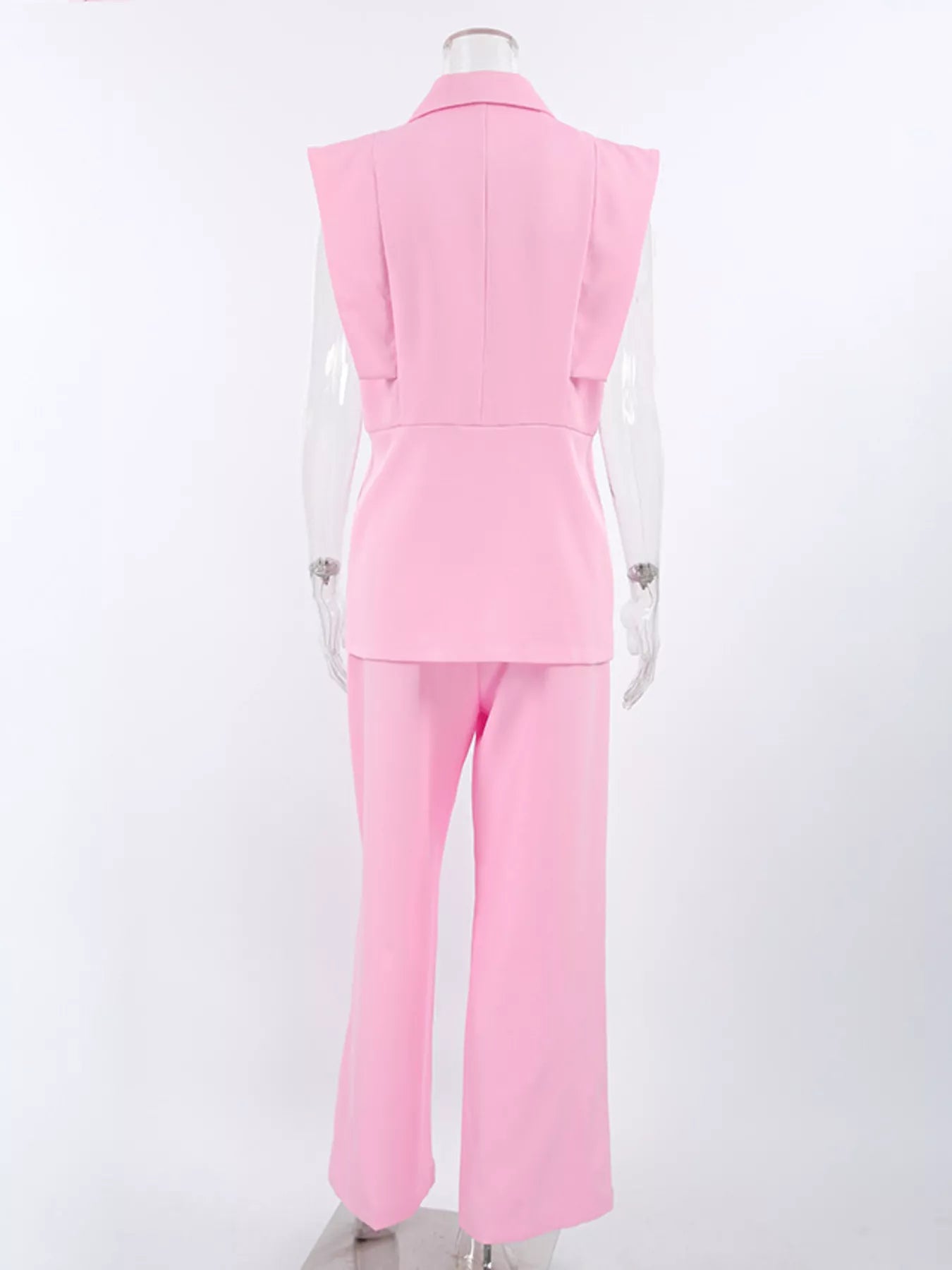 Sleeveless Blazer and Wide-Leg Pants Two-Piece Set