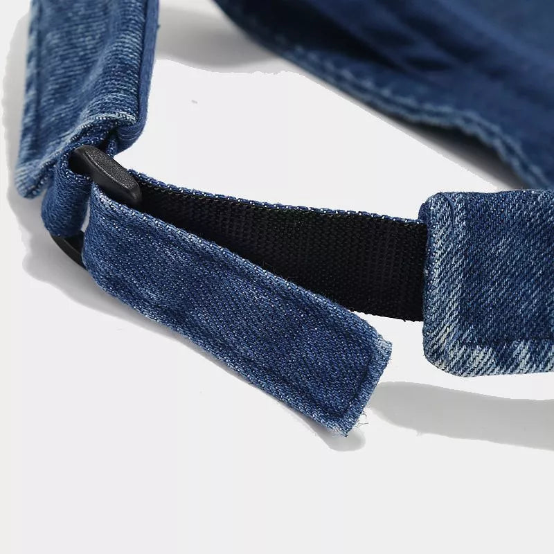 Vintage Washed Denim Sun Visor Hat
