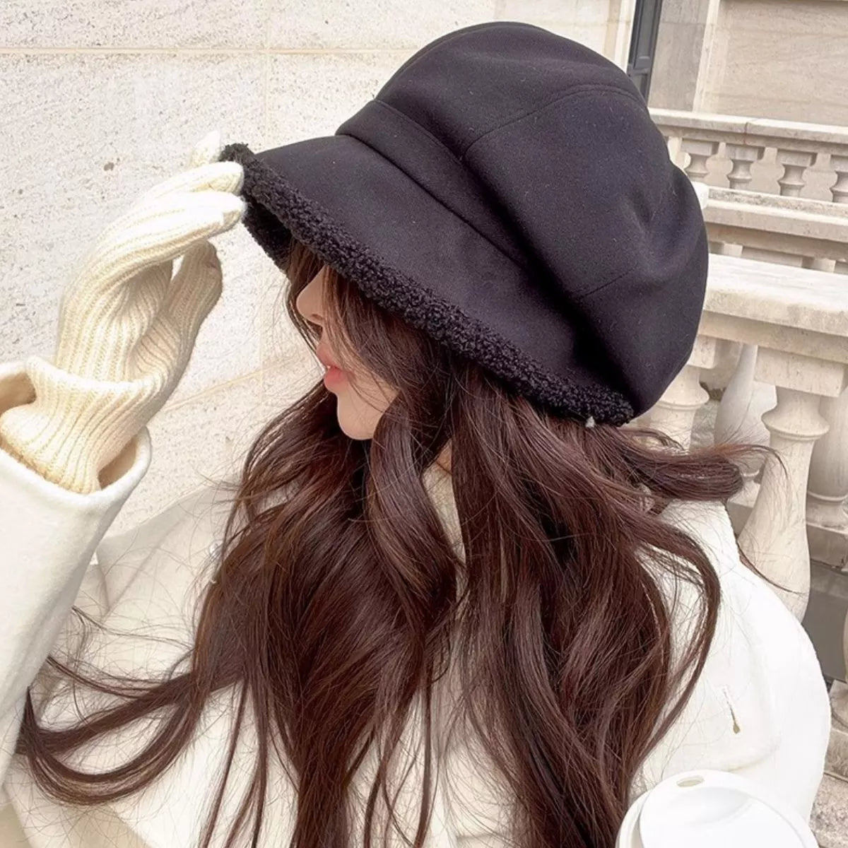 Plush-Lined Cold-Resistant Ear-Protecting Lamb Octagonal Beret