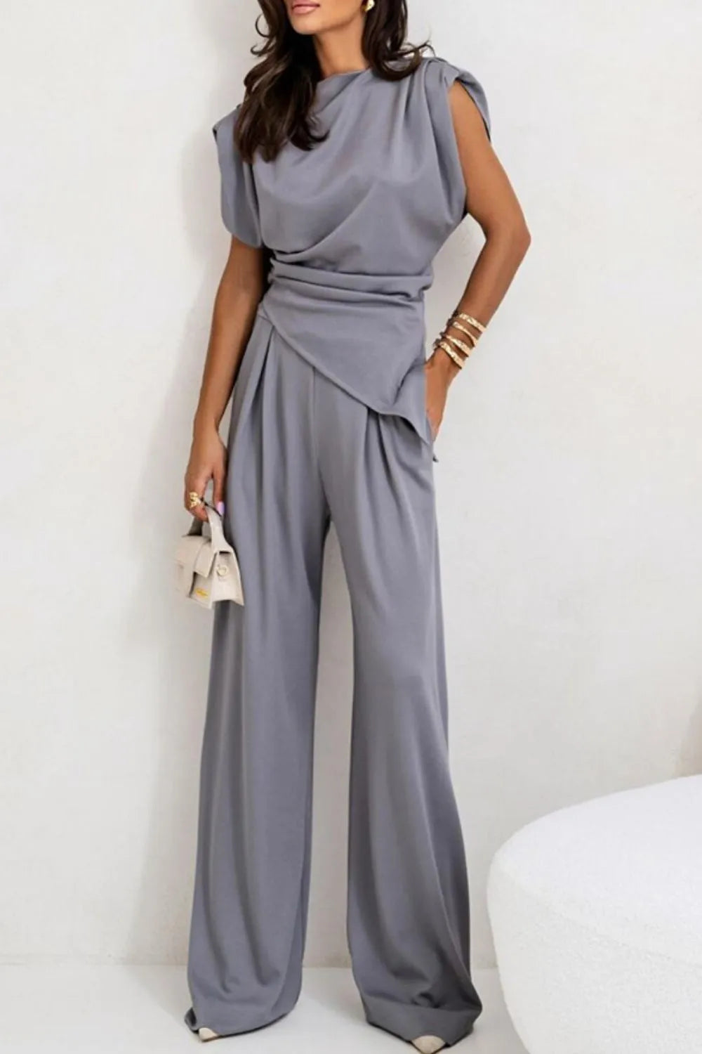 Round Neck Top and Pants Set
