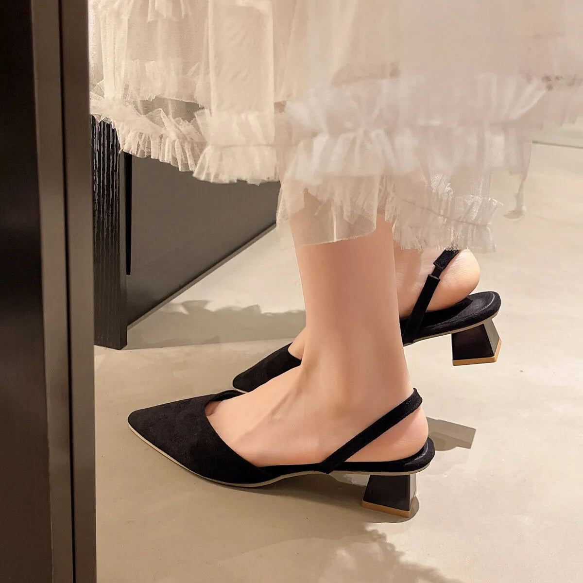 Point Toe Block Heels Sandals