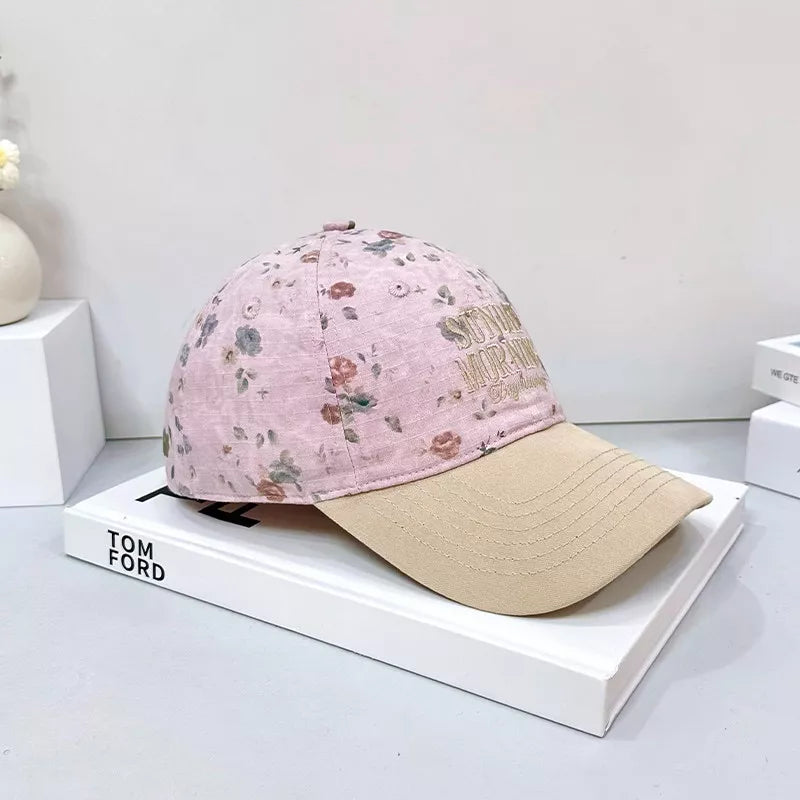 Embroidered Floral Print Baseball Cap