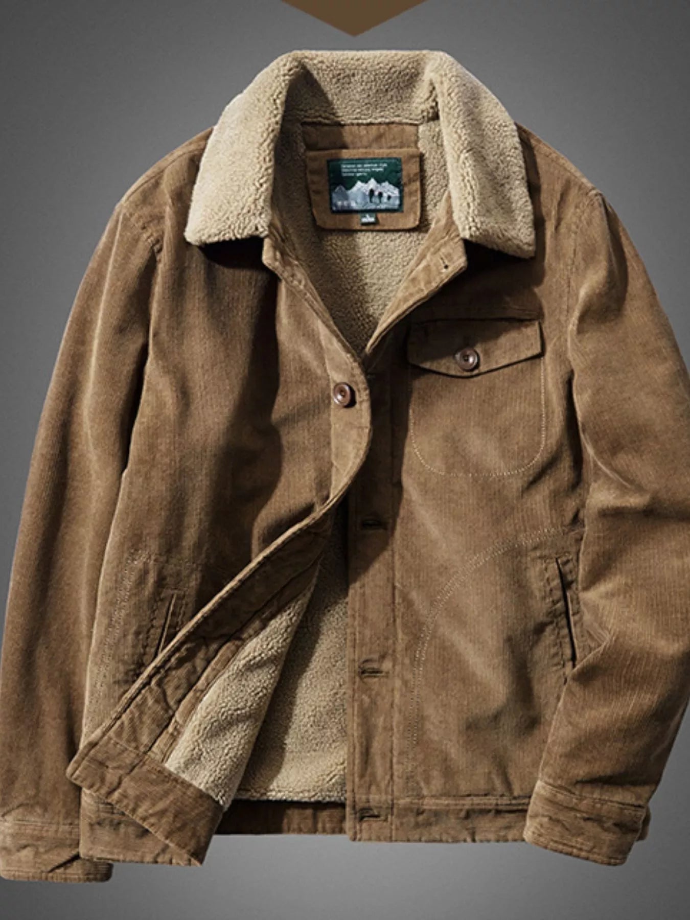 Men's Plus Size Sherpa Corduroy Button Up Jacket