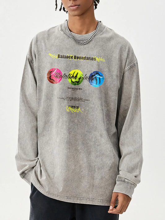 Men's Graphic Round Neck Long Sleeve T-Shirt