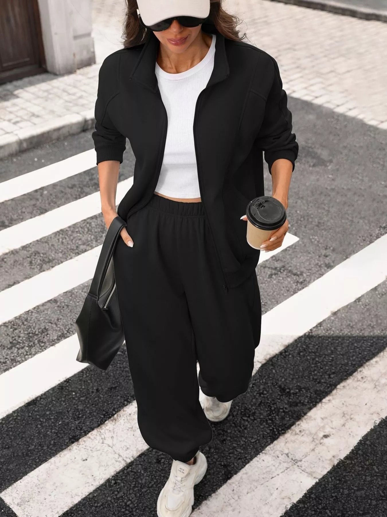 Zip-Up Long Sleeve Top and Pants Set