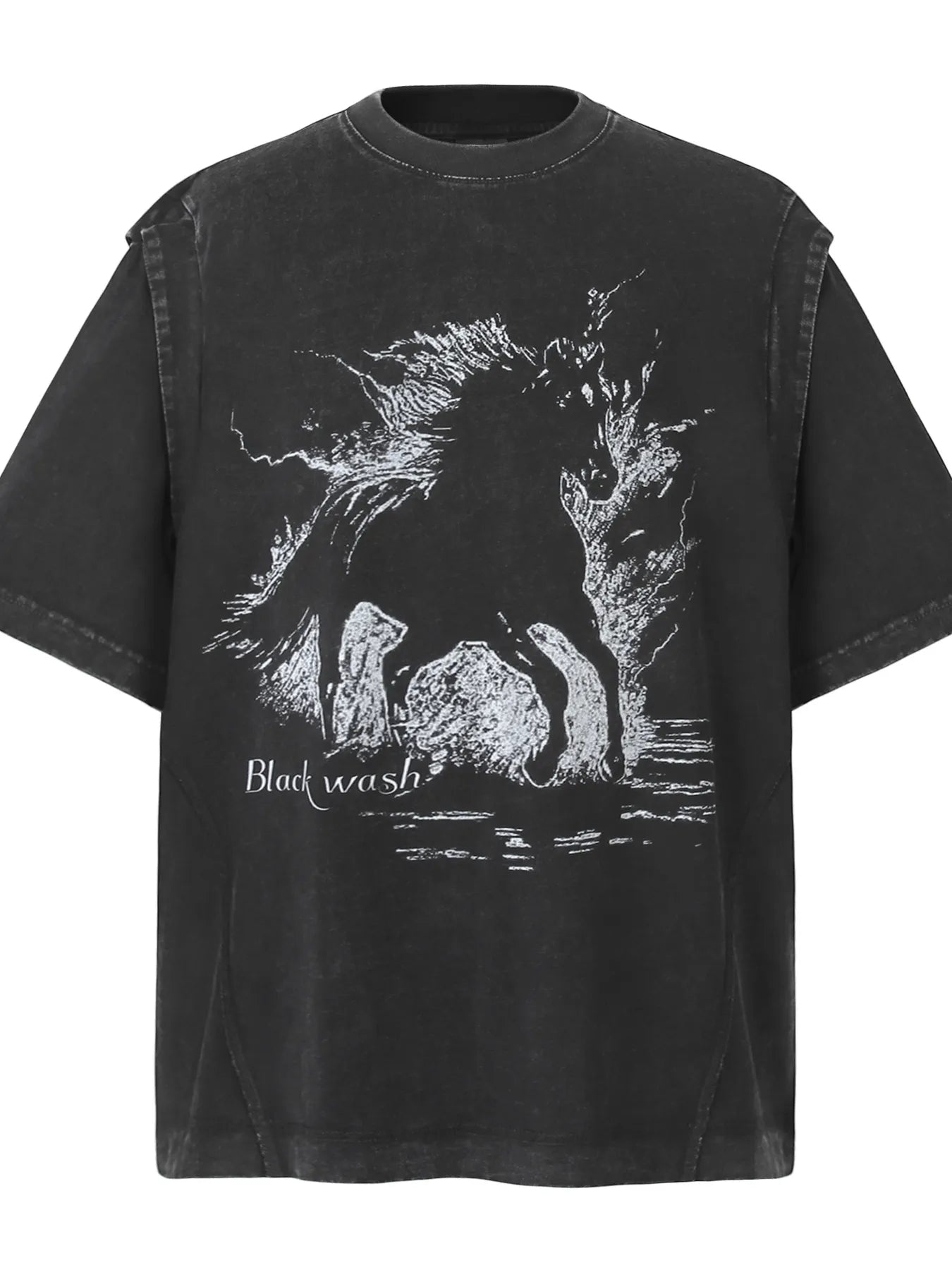 Men's Wash Graphic Round Neck T-Shirt