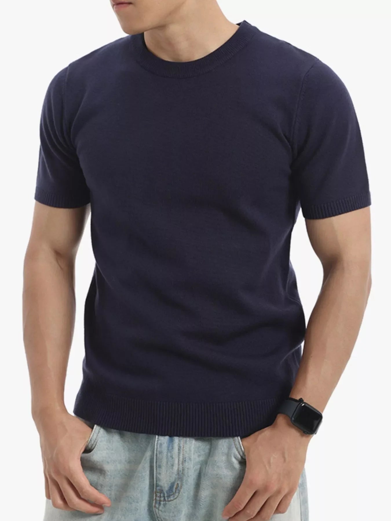 Men's Plus Size Casual Short Sleeve Knit Top