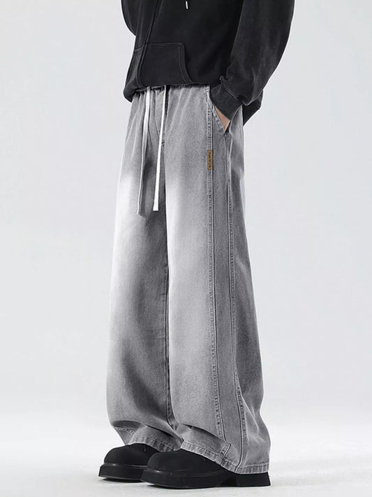 Men's Full Size Wash Wide Leg Jeans Plus Size
