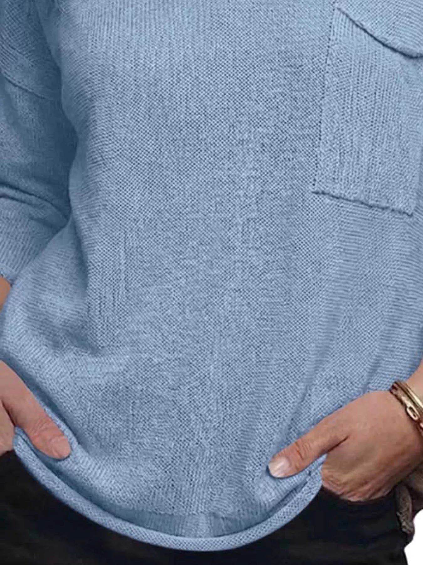 V-Neck Chest Pocket Knit Top