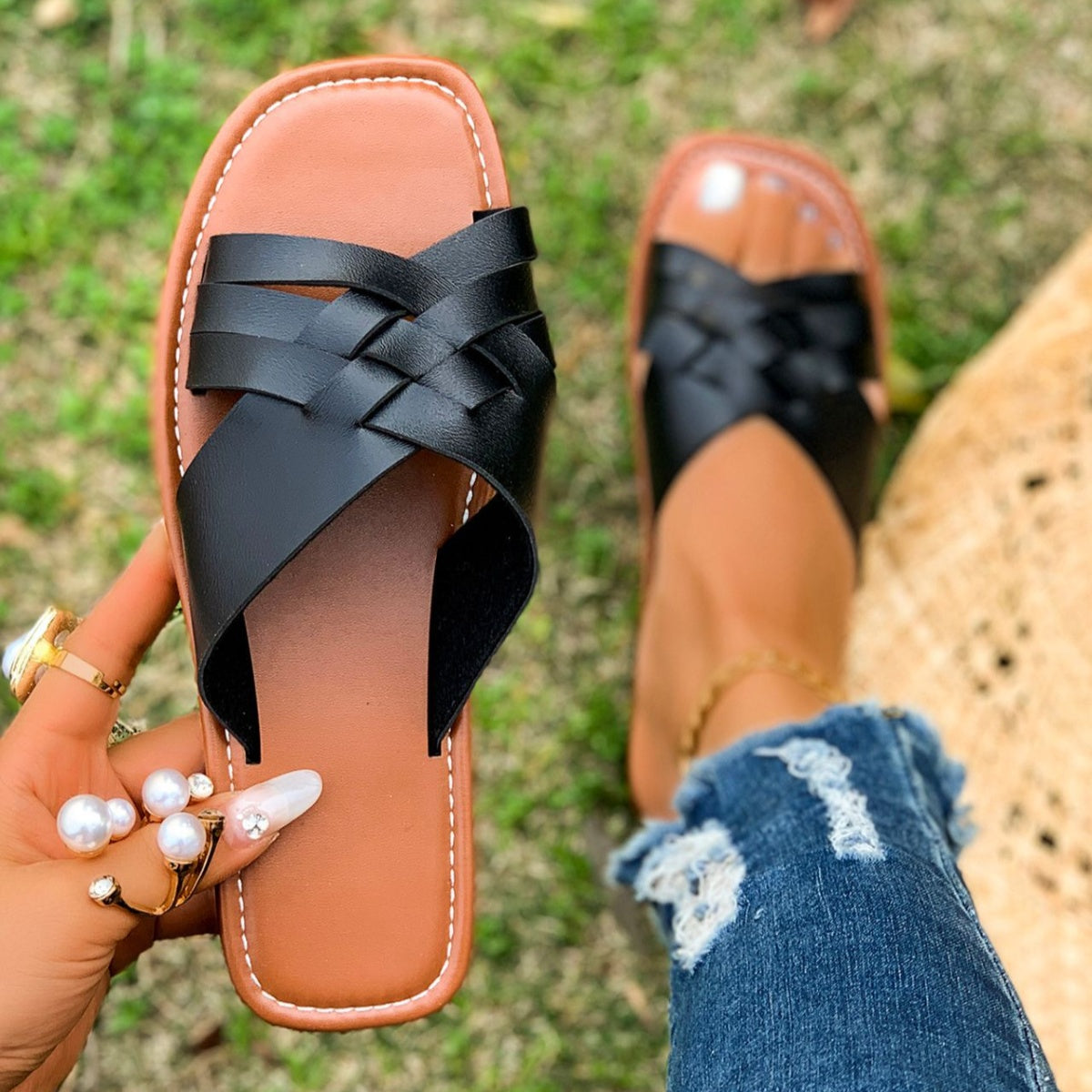 Woven Open Toe Sandals