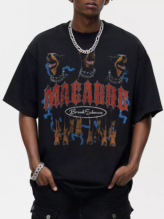 Men's Dog Graphic Oversized Round Neck T-Shirt