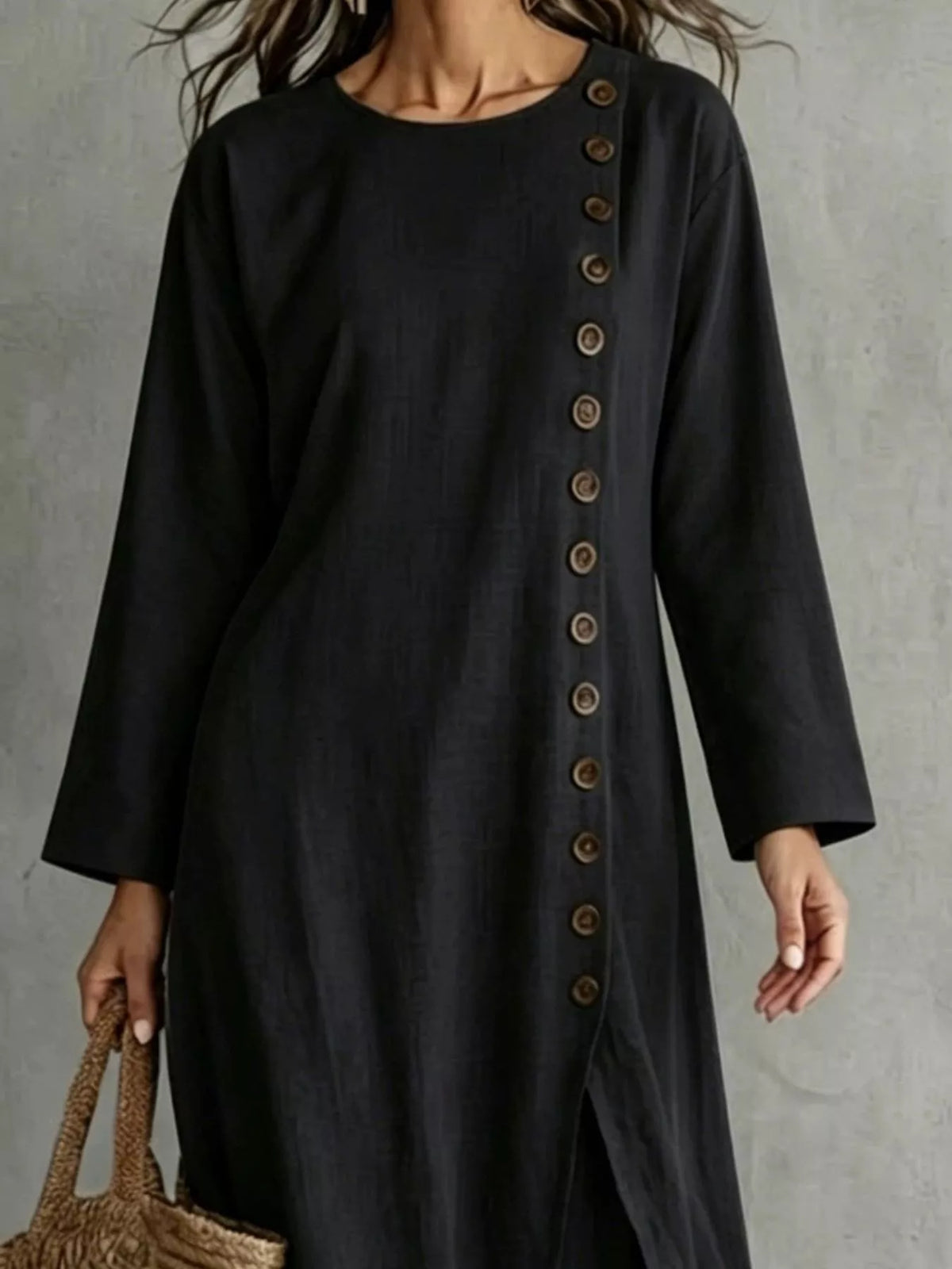 Full Size Side-Buttoned Longline Top and Pants Set Plus Size