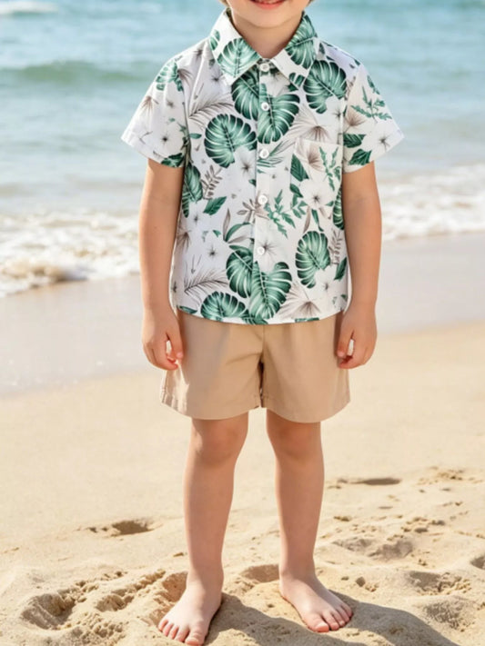 Children's Tropical Print Shirt and Shorts Set