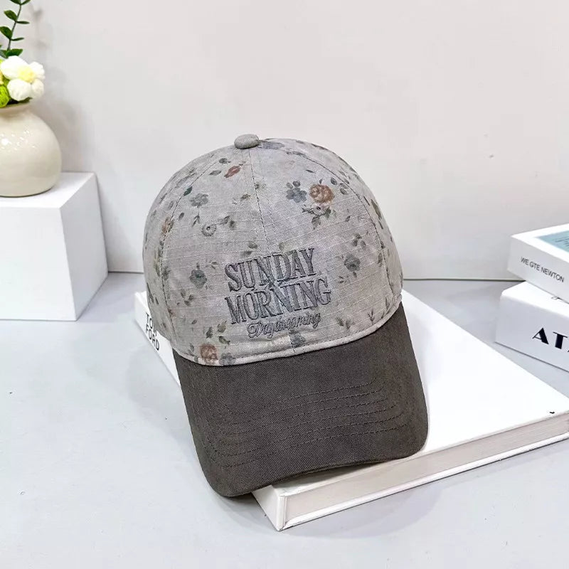 Embroidered Floral Print Baseball Cap