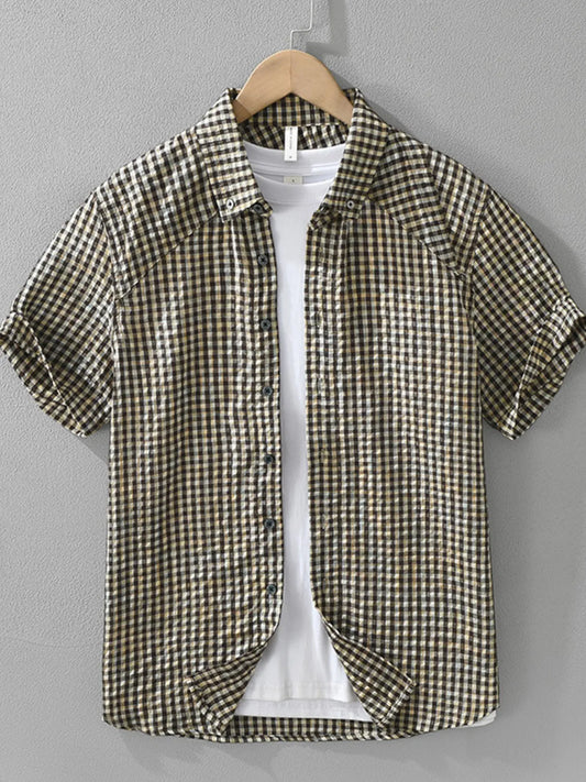 Men's Plus Size Button Up Short Sleeve Shirt