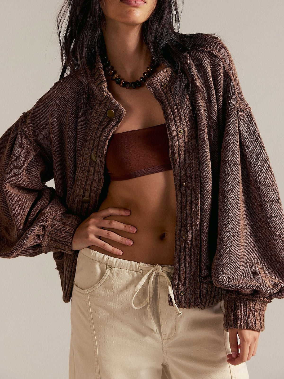 Women's Loose-Fit Long-Sleeve Knit Cardigan Coat