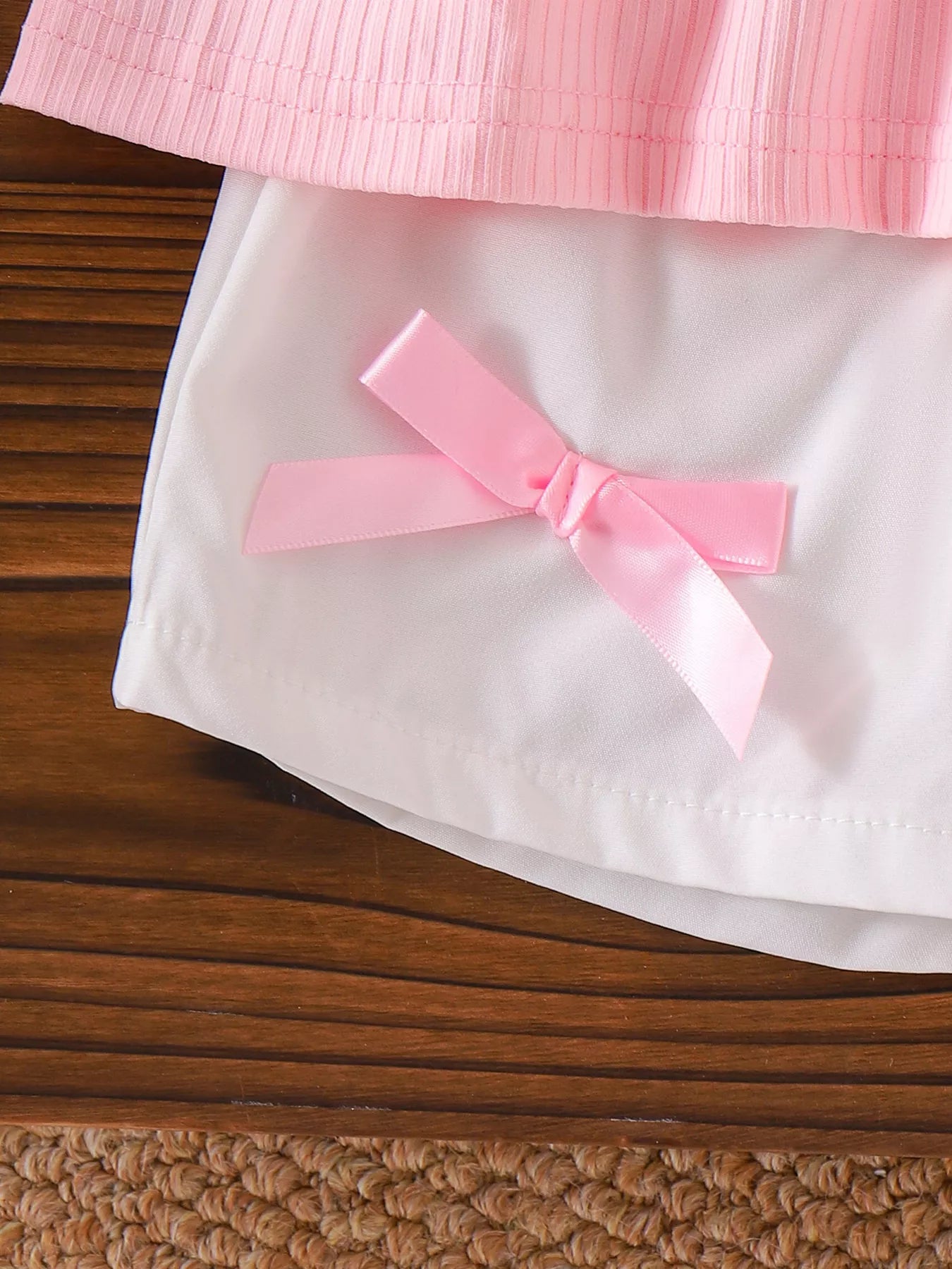 Children's Bow Ribbed Top and Shorts Set