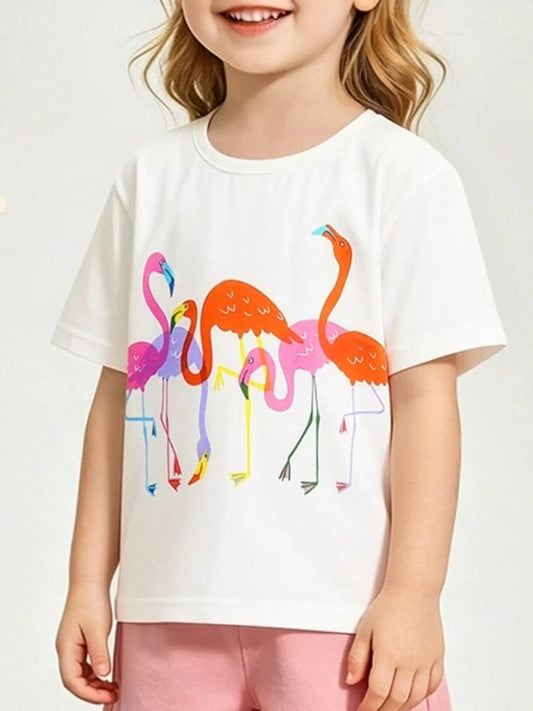 Children's Flamingo Print Short Sleeve T-Shirt
