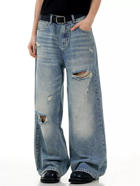 Men's Distressed Wide Leg Jeans