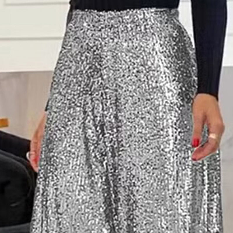 Women's Sequin Palazzo Pants Glitter Casual Loose Wide Leg Long Trouser (See size chart where applicable)