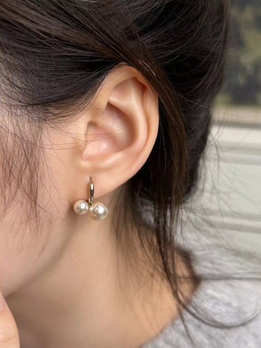 Double Pearl Hoop Earrings