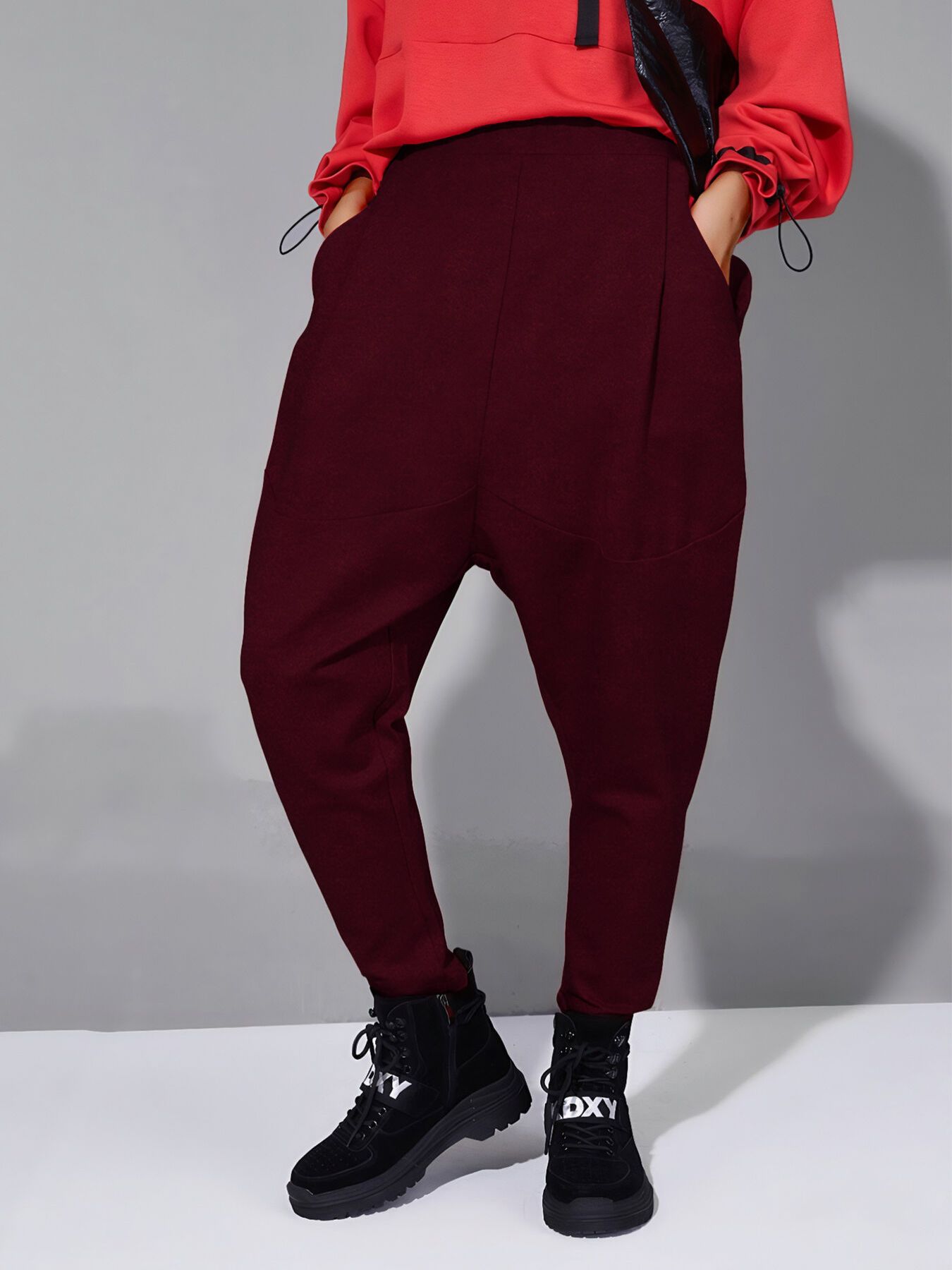 Loose Fit Harem Pants with Pockets