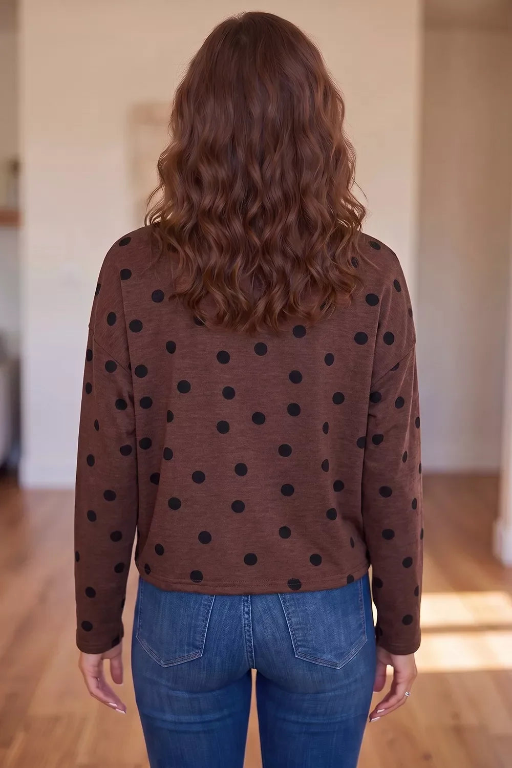 Polka Dot Button Front Long Sleeve Casual Shirt