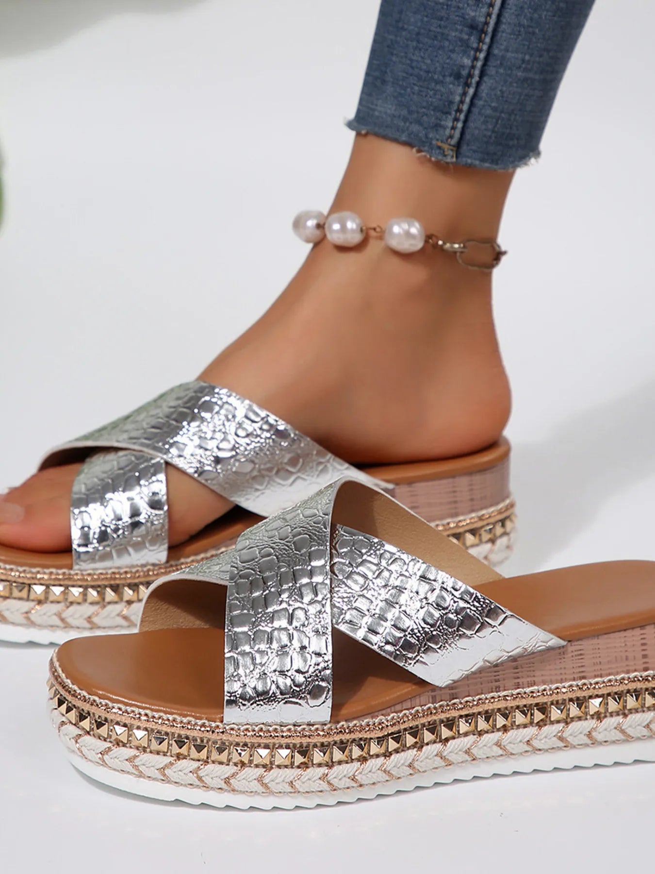 Cross-Strap Platform Sandals
