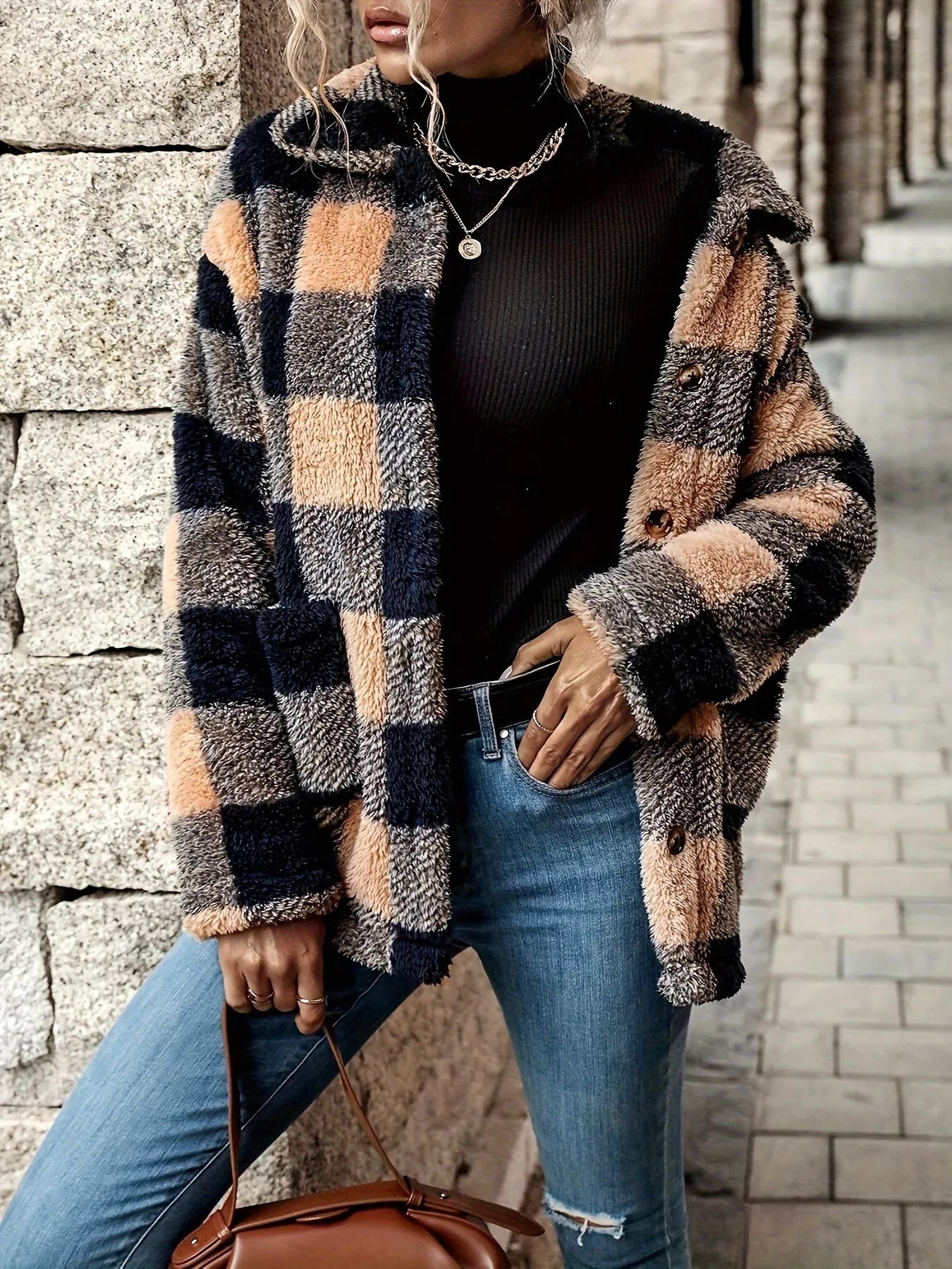Plaid Sherpa Button-Down Outerwear