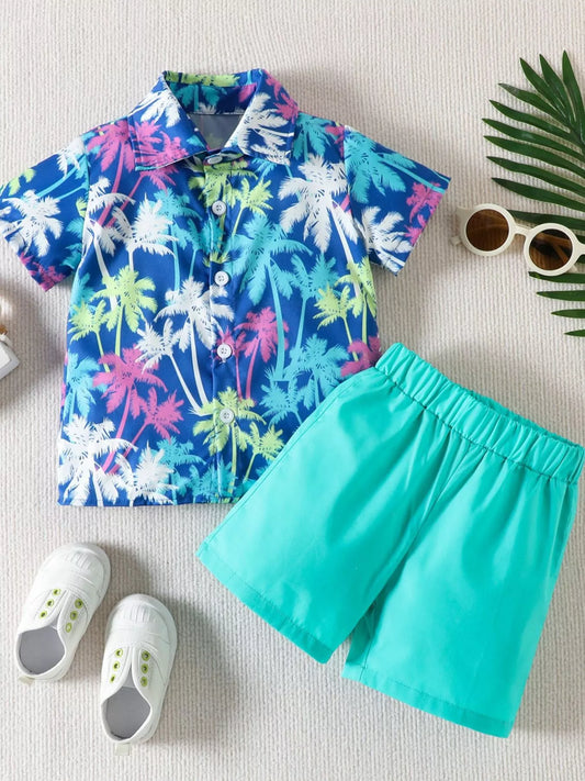 Children's Tropical Print Shirt and Shorts Set