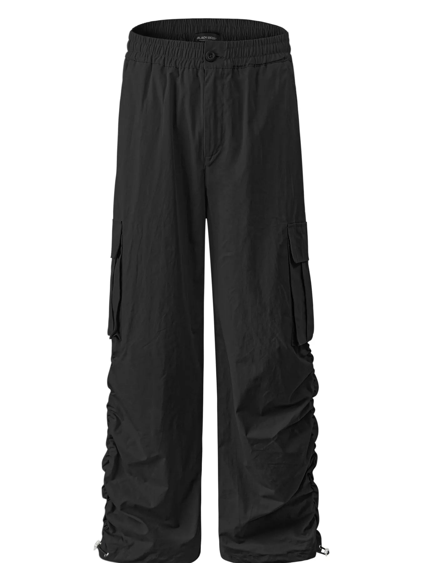Men's Elastic Waist Wide Leg Cargo Pants with Side Pockets