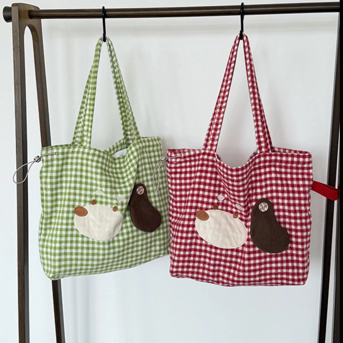 Gingham Drawstring Handbag