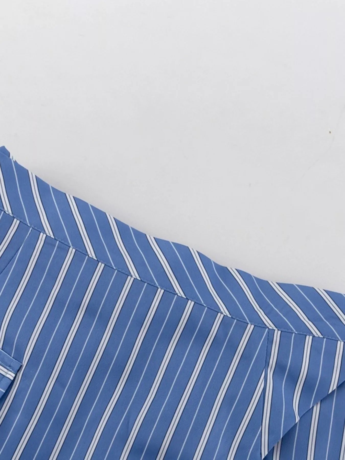Striped Shirt and Asymmetrical Mini Skirt Set