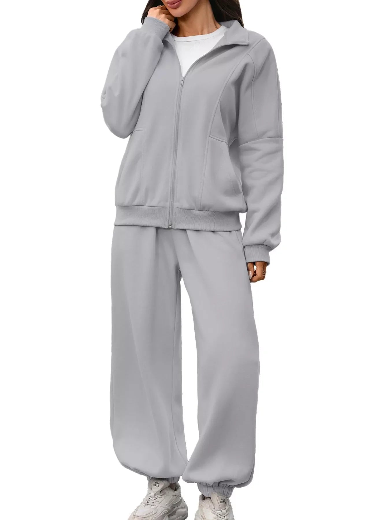 Zip-Up Long Sleeve Top and Pants Set