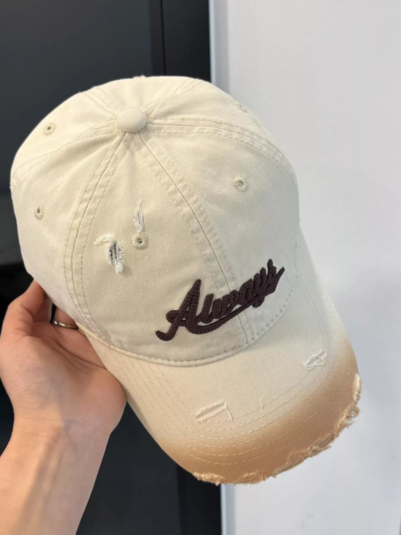 Distressed Embroidered Baseball Cap