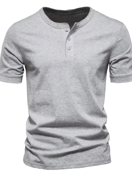 Men's Full Size Button Detail Short Sleeve Top Plus Size