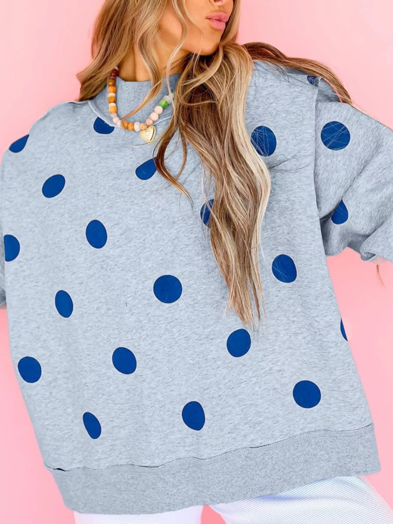 Oversized Polka Dot Crewneck Sweatshirt
