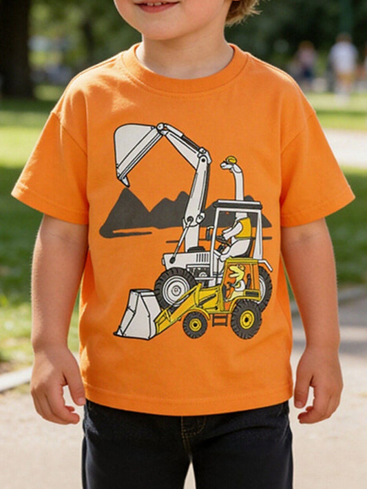 Children's Excavator Graphic Short Sleeve T-Shirt