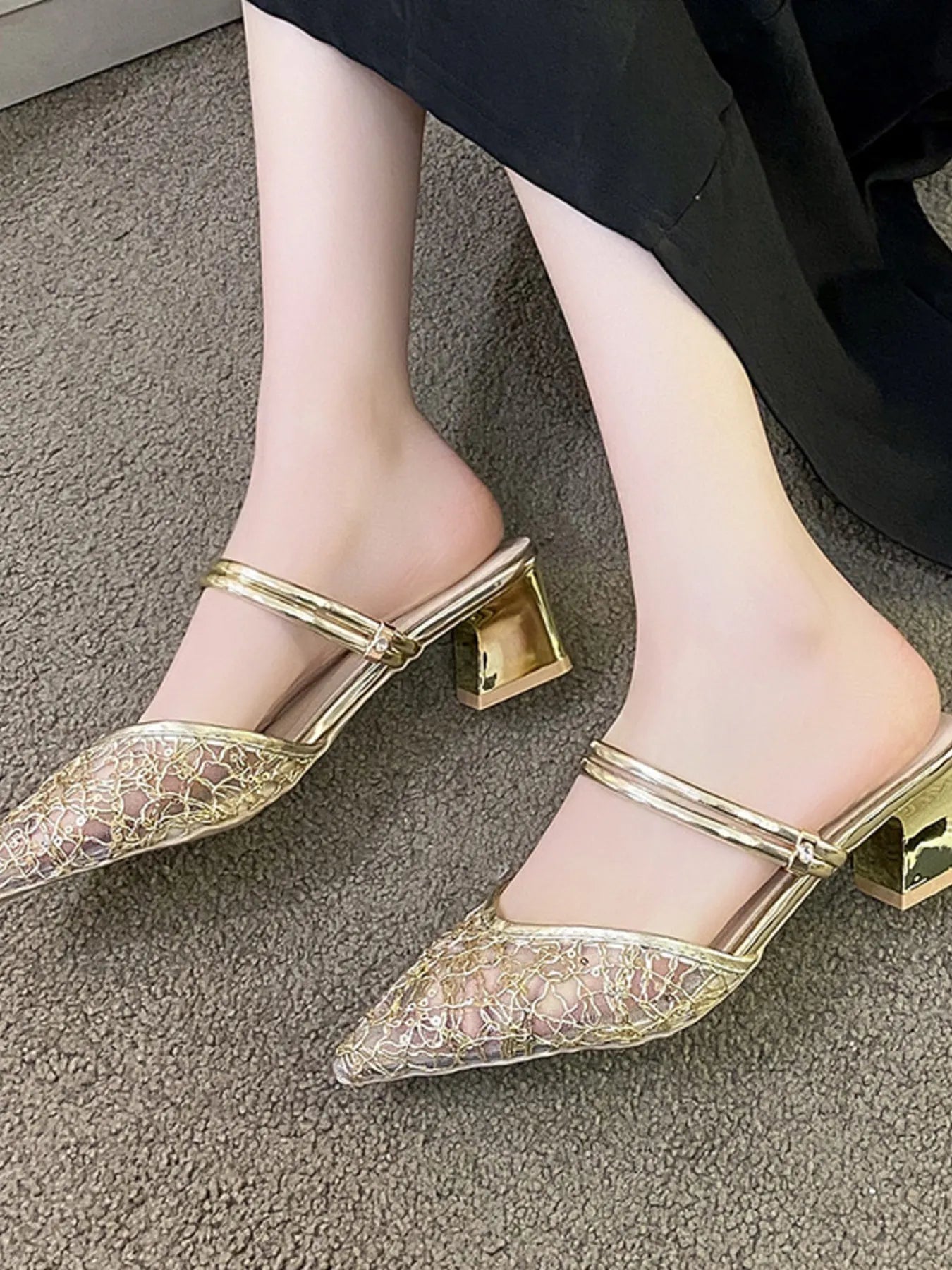Point Toe Block Heels Sandals