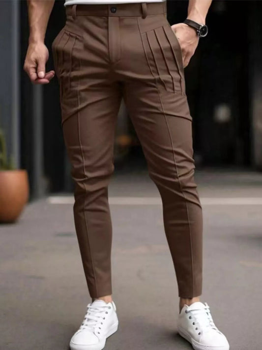 Men's Full Size Pleated Slim Fit Casual Pants Plus Size
