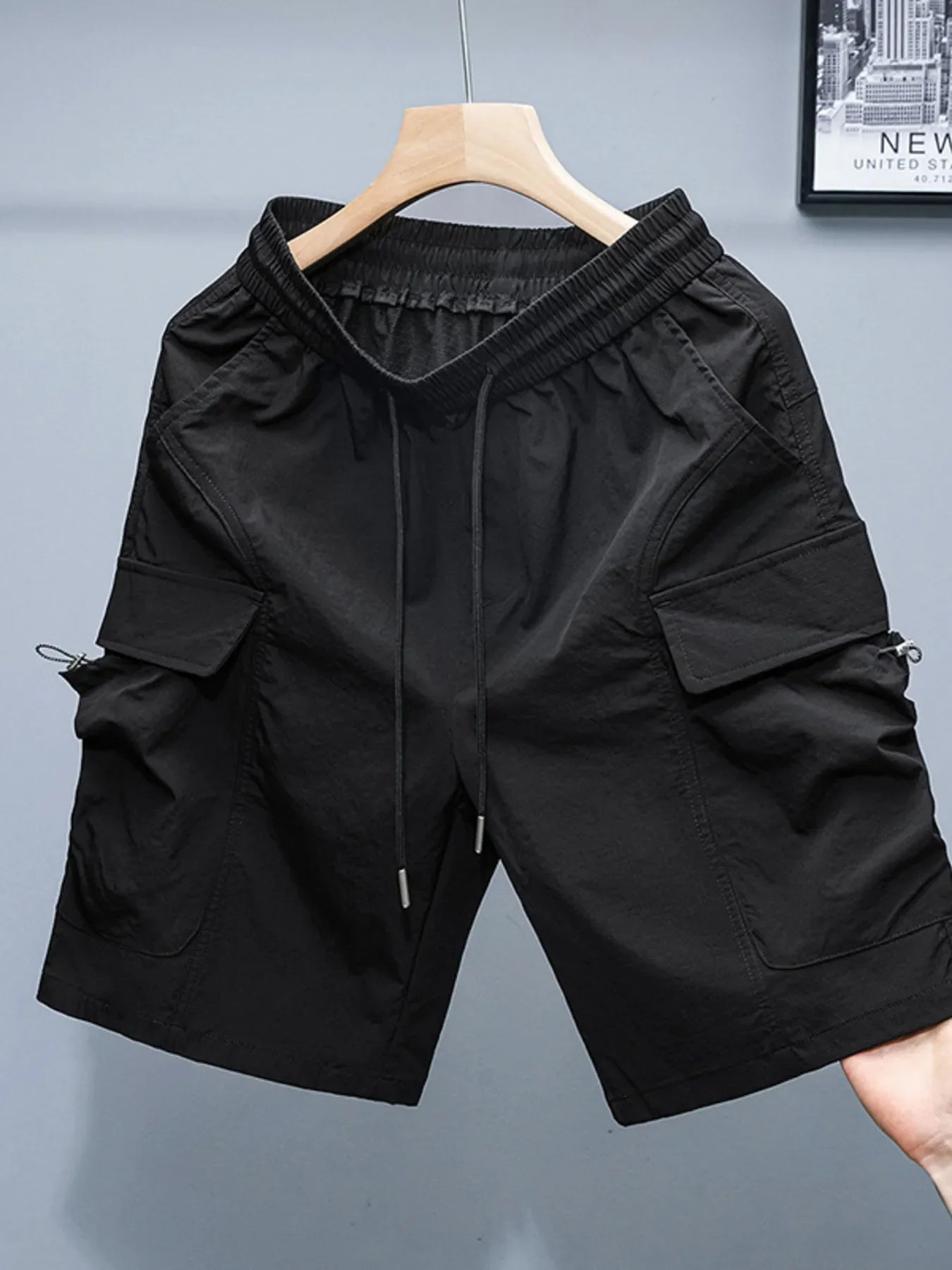Men's Plus Size Drawstring Cargo Shorts